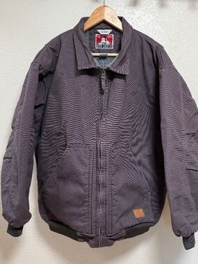 Ben Davis Gorilla Logo Workwear Jacket Sherpa Lined Canvas Full Zip Men XL